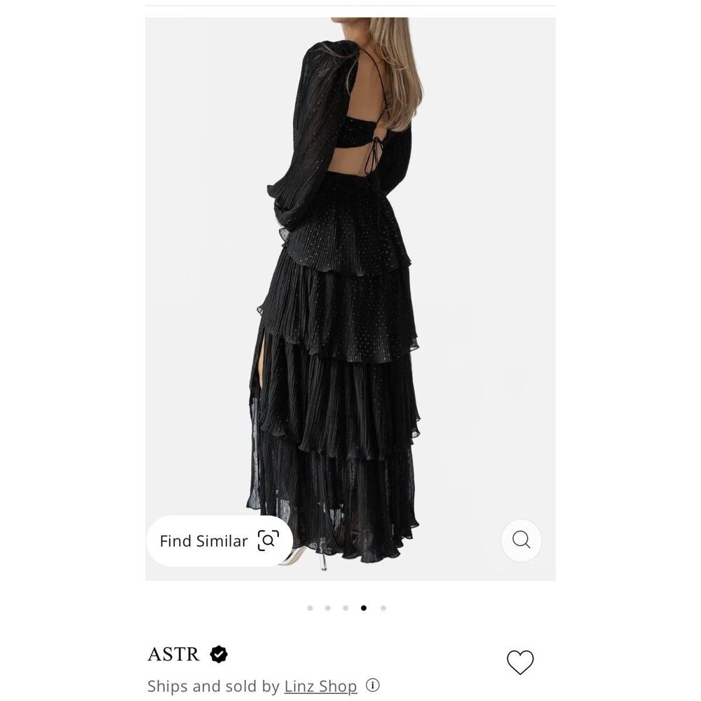 ASTR the Label Womens Anora Long-Sleeve Ruff Black Size Small - Picture 2 of 6